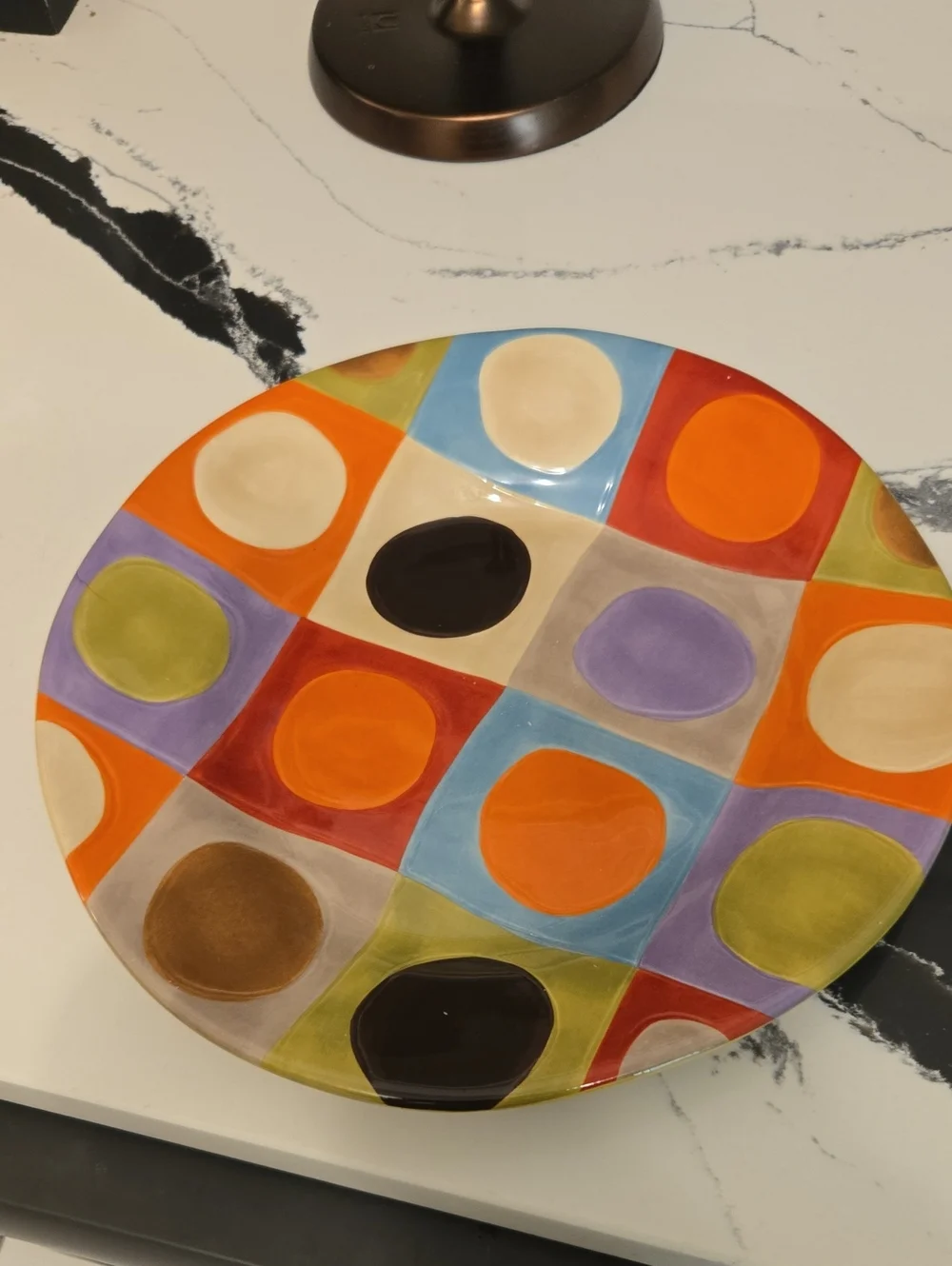Pier 1  Urban Dot Hand Painted Earthenware Dinner Plate.